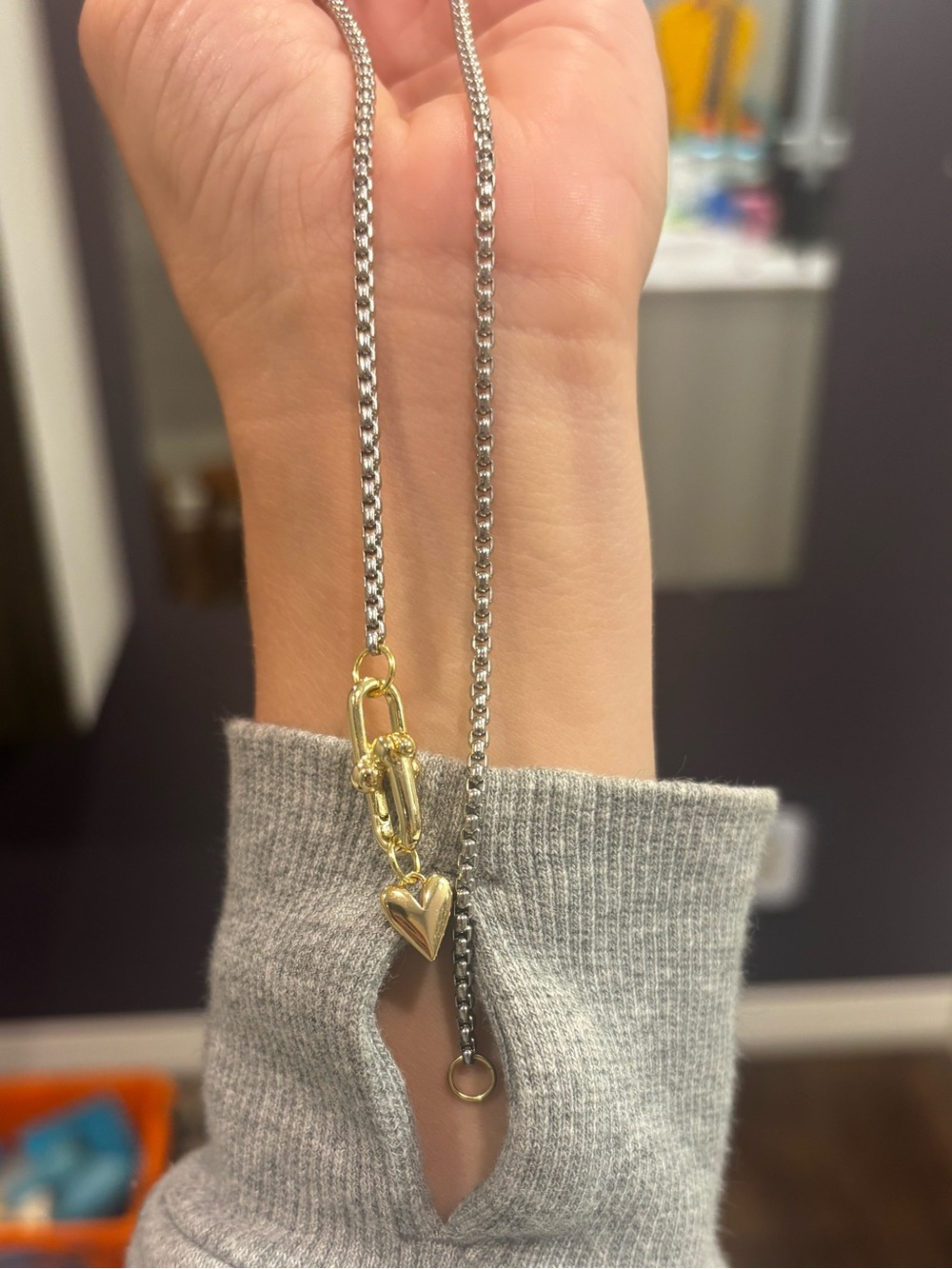 Necklace two tone with heart charm